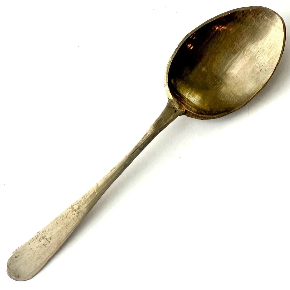 Vintage Hand Forged Brass Spoons Pair - Rustic‎ Primitive Farmhouse Kitchenware